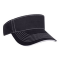 Brushed Cotton Twill Visor with Sandwich Contrast Stitching (Navy Blue/White)